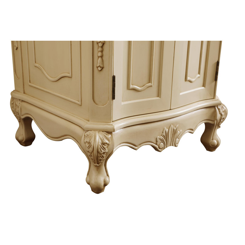 Ensemble de meuble-lavabo simple 24 po Lunette, Beige antique clair, Blanc Ivoire