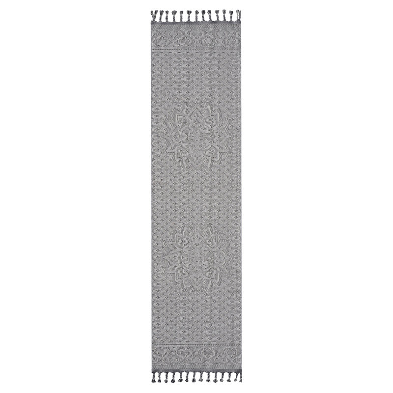 Tapis d'intérieur / extérieur 2 x 8 blanc / ivoire / médaillon, Tapis de couloir 2 pi 2 po x 8 pi