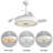 42 Inch Modern Invisible Ceiling Fan, 120V 3 ABS Blades Remote Control Reversible DC Motor With 36W Led Light