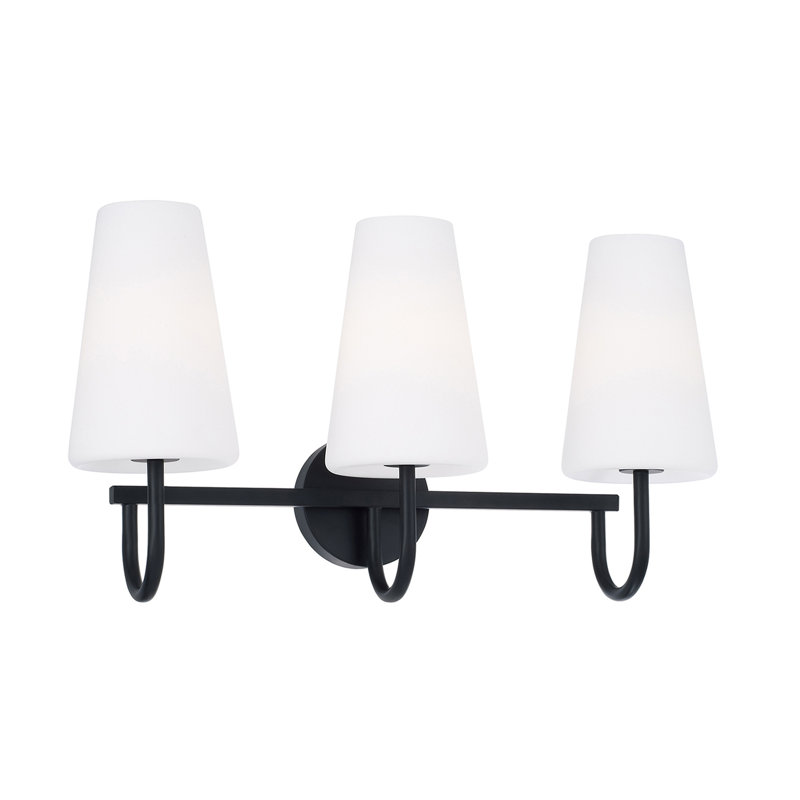 Éclairage pour meuble-lavabo à intensité variable à 3 lumières Averitt, Noir mat