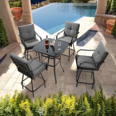 Patio Swivel Bar Stools Set Of 2, Outdoor Bar Height Patio Swivel Chairs With Cushion For Garden Balcony Backyard by Lark Manor