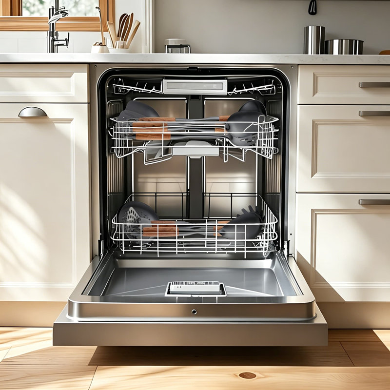 Ensemble d'ustensiles de cuisine en acier inoxydable 10 pièces avec poignée en bois, 18/10 outils de cuisine en métal pour la cuisson, le gril et le service, va au lave-vaisselle