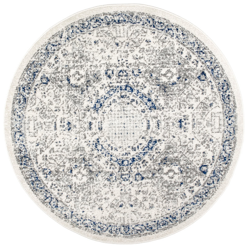Tapis bleu performance Kristine, Rond 5 pi