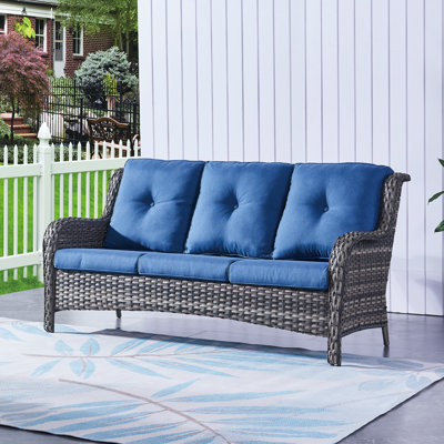 Tonry 75" Wide Outdoor Patio Sofa with Cushions by Winston Porter