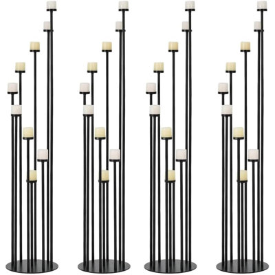 4Pcs Black 9 Arm Floor Candle Holder Candelabra For Home Decor, Weddings, Dinner Parties Formal Events