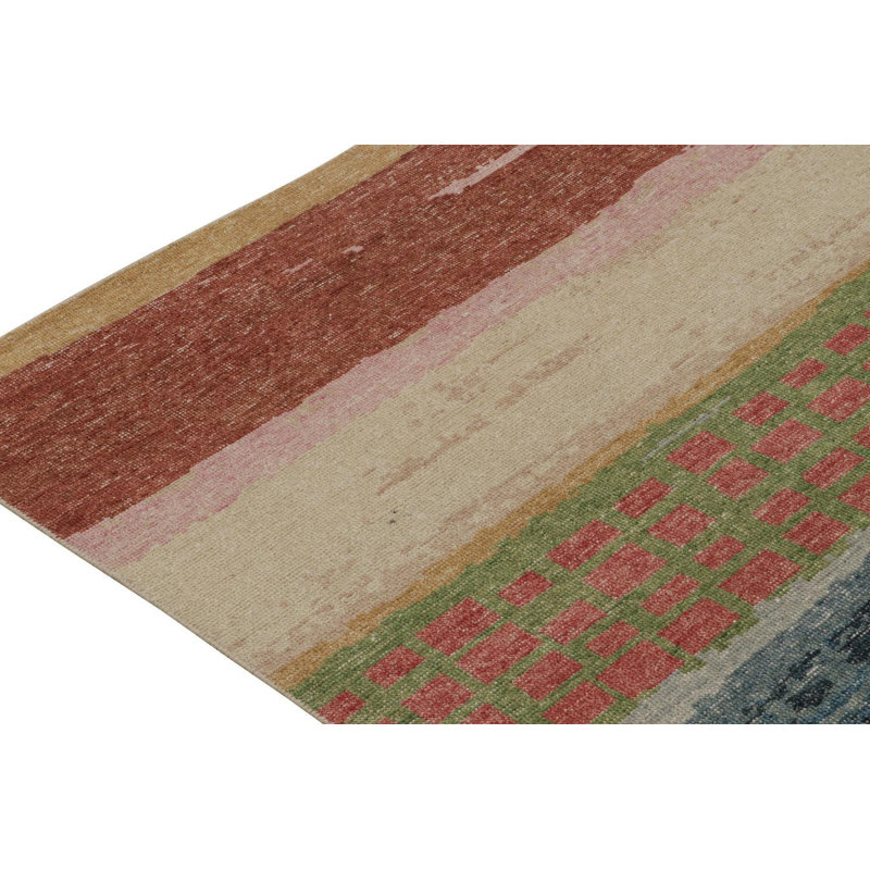 Distressed Homage Handmade Kilim Wool Abstract Area Rug, Rectangle 10' x 14'