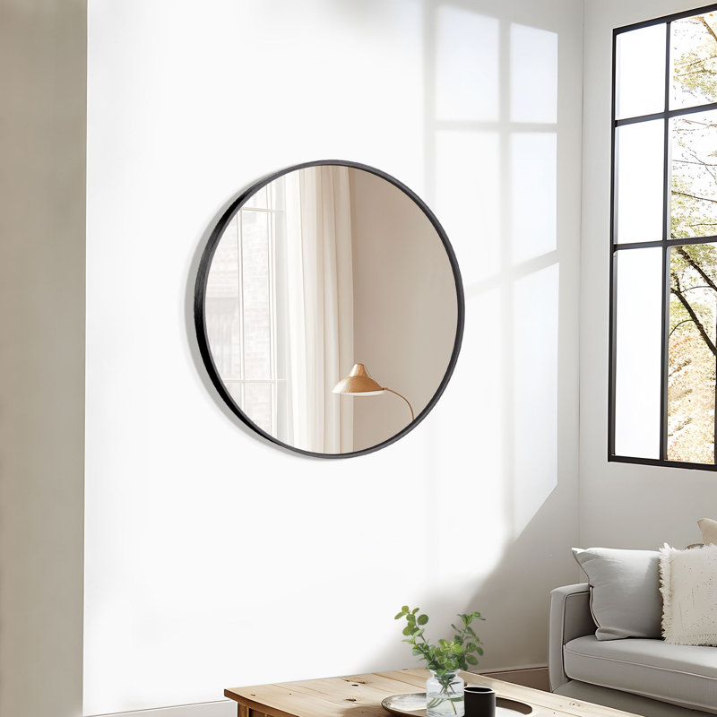 Miroirs muraux ronds en métal, 24 po x 24 po, Noir