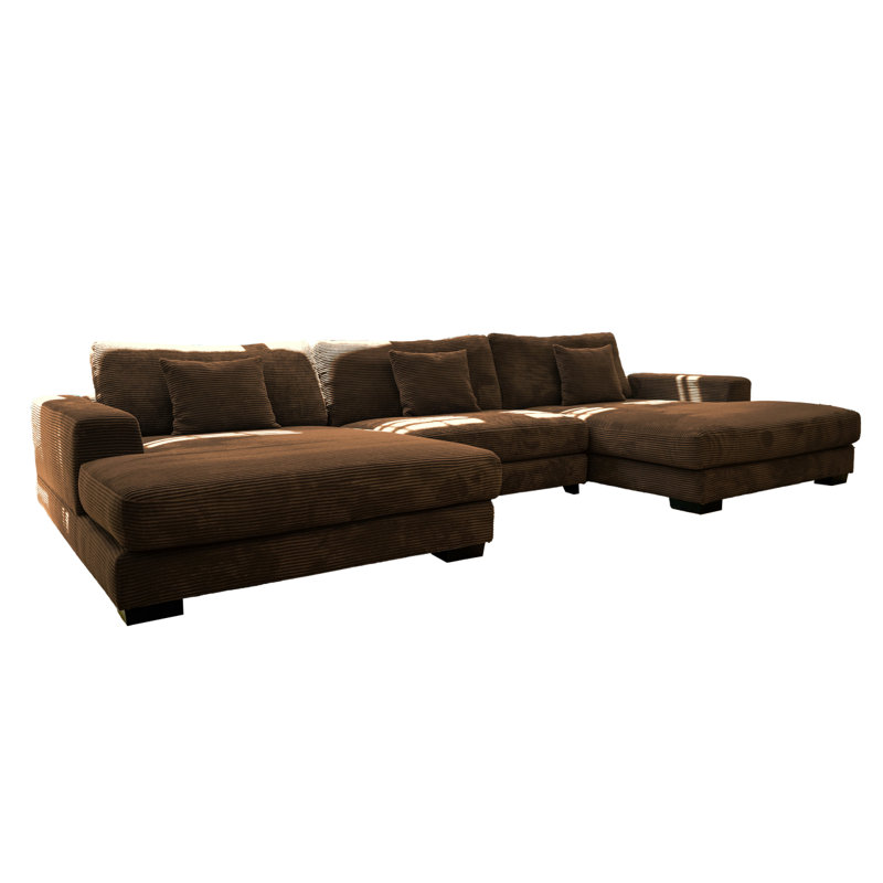 Canapé modulaire moderne en U 3 pièces Bella Modern, Brun