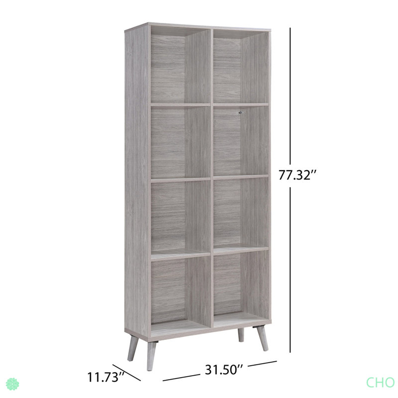 Étagère à livres en chêne gris, bois d'hévéa
