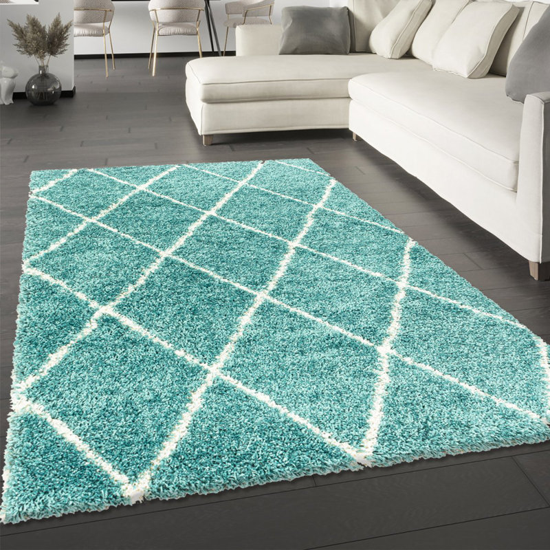 Curstyn Geometric Shag Area Rug, Rectangle 120 x 170cm