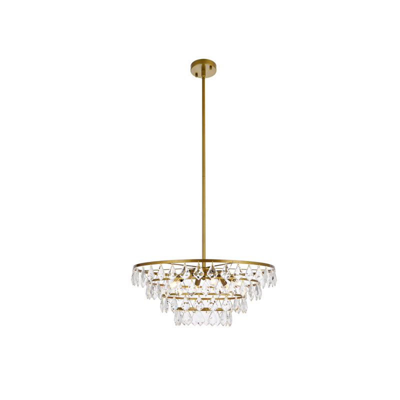Marina Dimmable Tiered Chandelier, Brass, 58" H x 24" W x 24" D
