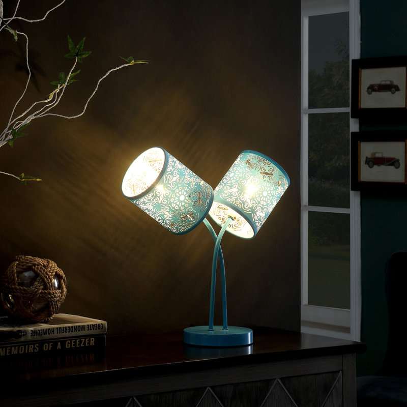 Lampe de table 17 po Deontre, Bleu