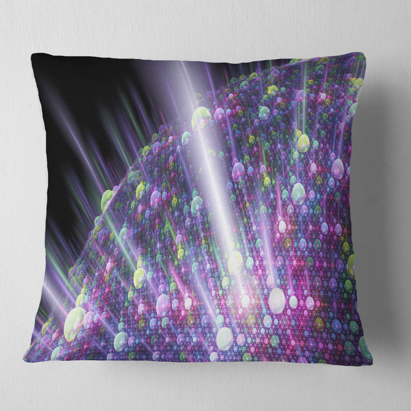  Abstract Bright Solar Bubbles Planet Pillow, 16" x 16", Purple