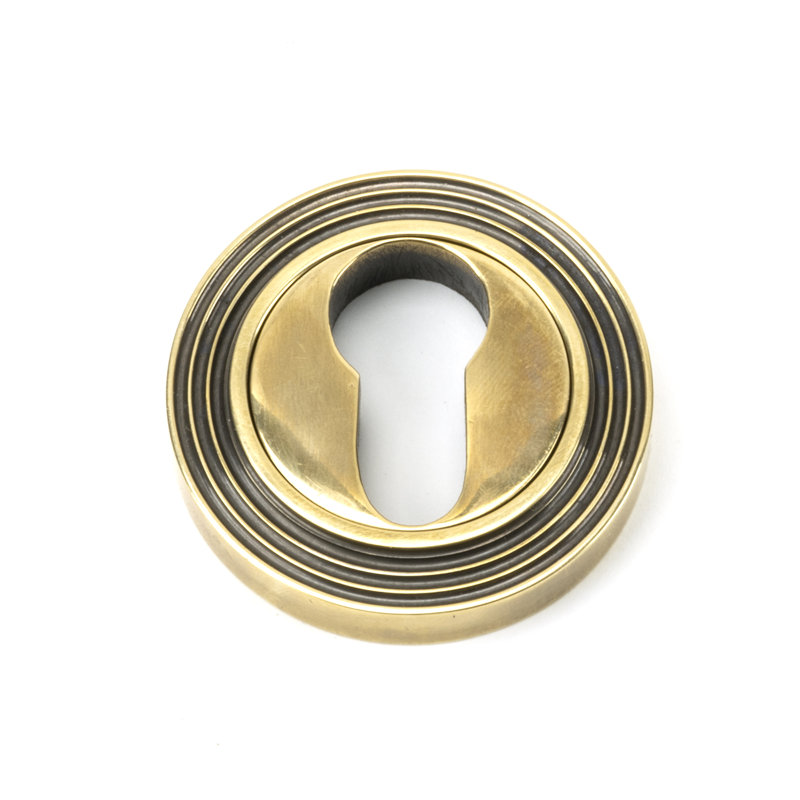 Euro Escutcheon Rosette, Aged Brass