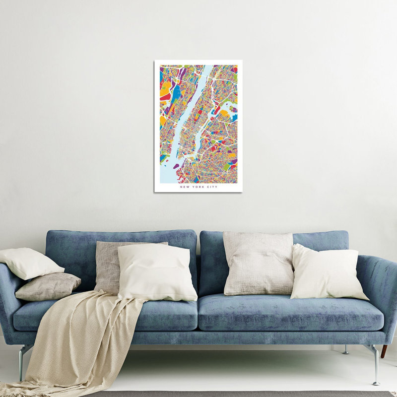 «New York City Street Map» par Michael Tompsett, impression sans cadre, H 24 po x l 16 po x P 0,25 po