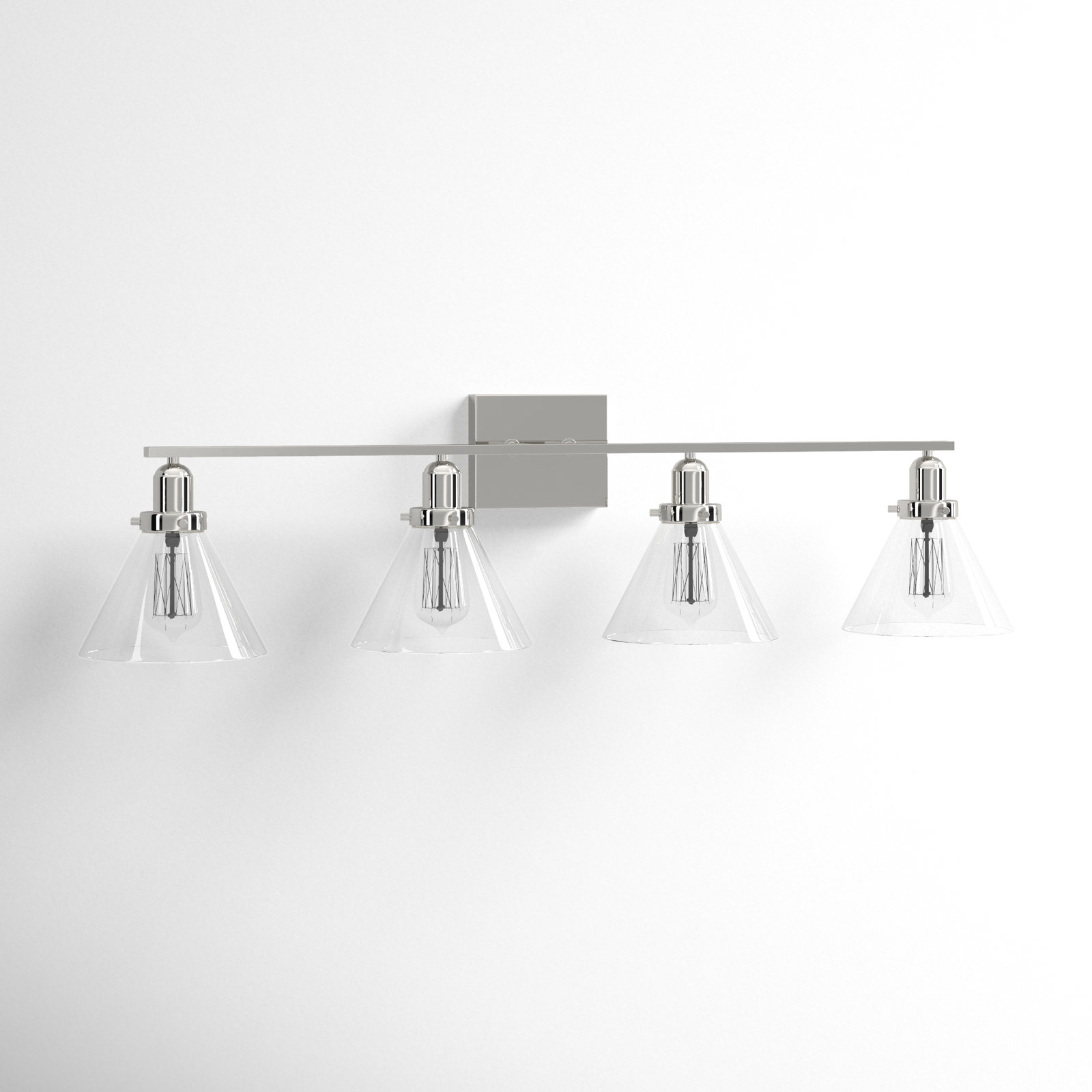 Catalina 4 Light Transparent Dimmable Bath Sconce, Polished Nickel