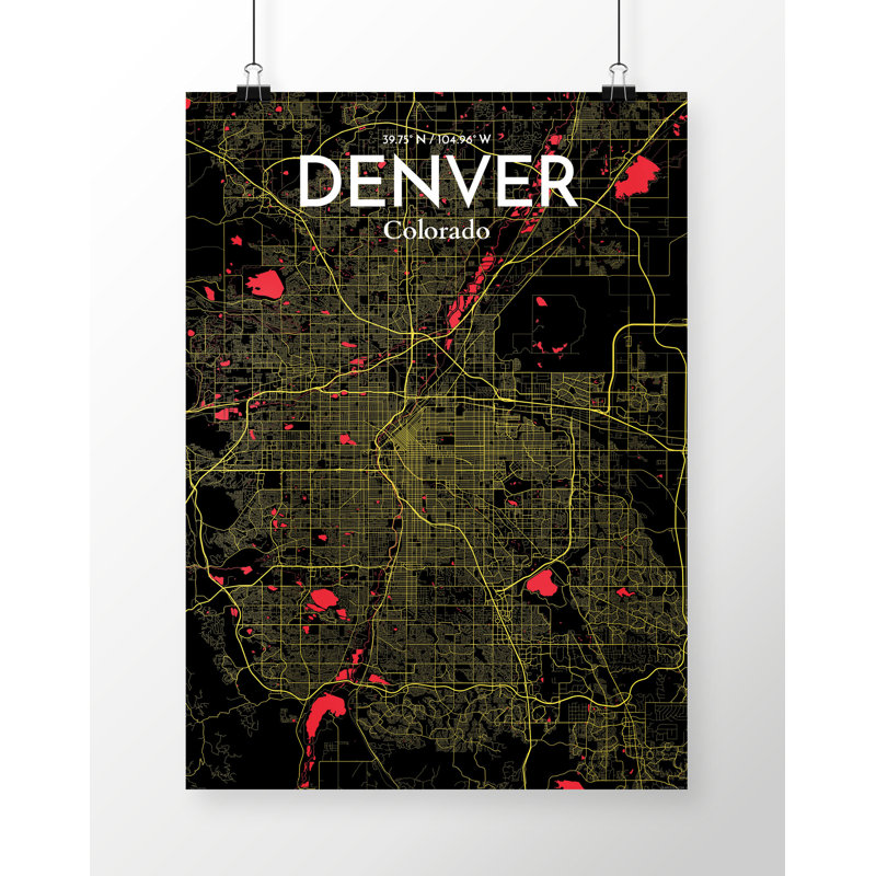 Denver City Map 1 Piece Wall Art, 50.8cm H x 40.6cm W x 0.1cm D