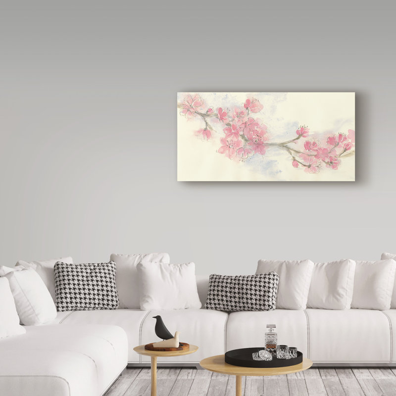 « cerise fleur ii », reproduction de peinture à l’acrylique sur toile tendue, H 12 po x l 24 po x P 2 po