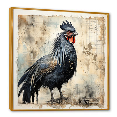 Art mural rétro, coq majestueux I