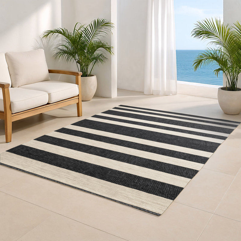 Tapis intérieur / extérieur beige HorizontalStripes, Rectangle 4pi x 6 pi