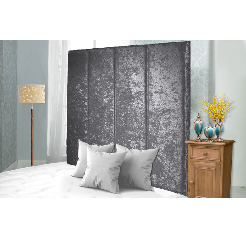 Upholstered Headboard, Grey Velvet, Single (3')