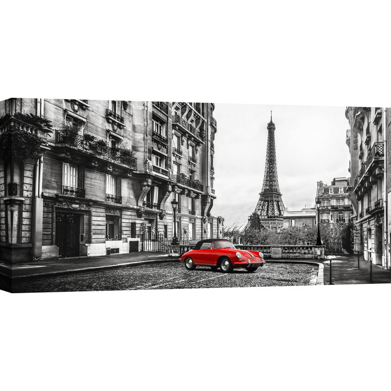 Roadster In Paris (Rouge) - Wrapped Canvas Print, 50cm H x 100cm W x 4cm D