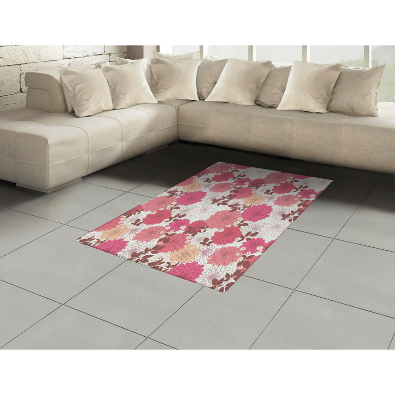 Tapis décoratif floral à haute densité en fibres de polyester, Rectangle— 4 pi x 5 pi 8 po
