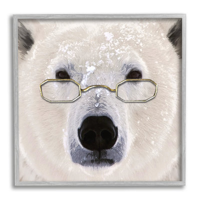Snowy Polar Bear Glasses by Karen Smith - Floater Frame Graphic Art on Wood