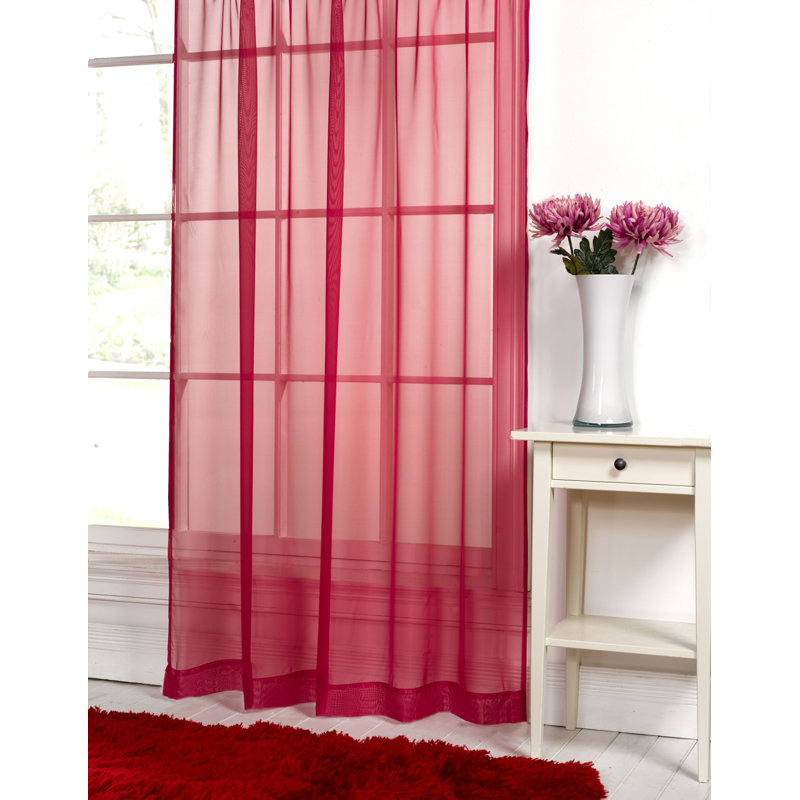 Mirri Sheer Curtain Single Panel, 145 W x 112 D cm, Red