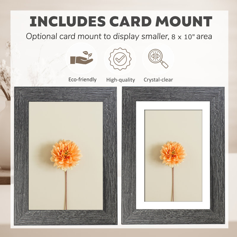Picture Frame - Set of 6 with Mat, Dark Grey