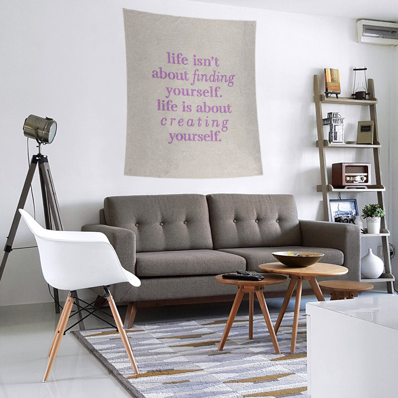 Tapisserie en polyester à créer vous-même quote, H 60 po x l 51 po, Blanc / violet