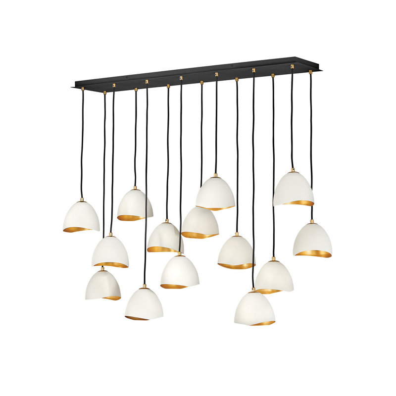 Lustre géométrique unique à 14 lumières Cotter, Blanc coquille