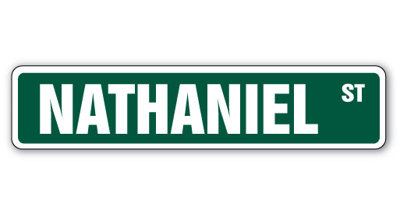 Nathaniel Street Sign Heavy Duty Plastic 4" X 18"