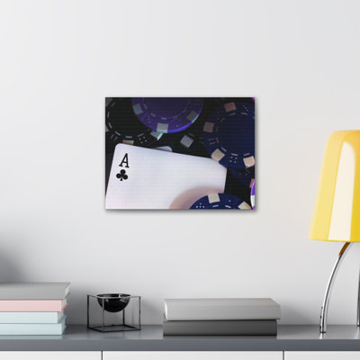 Art mural sur toile «Ace of clubs with poker chips»