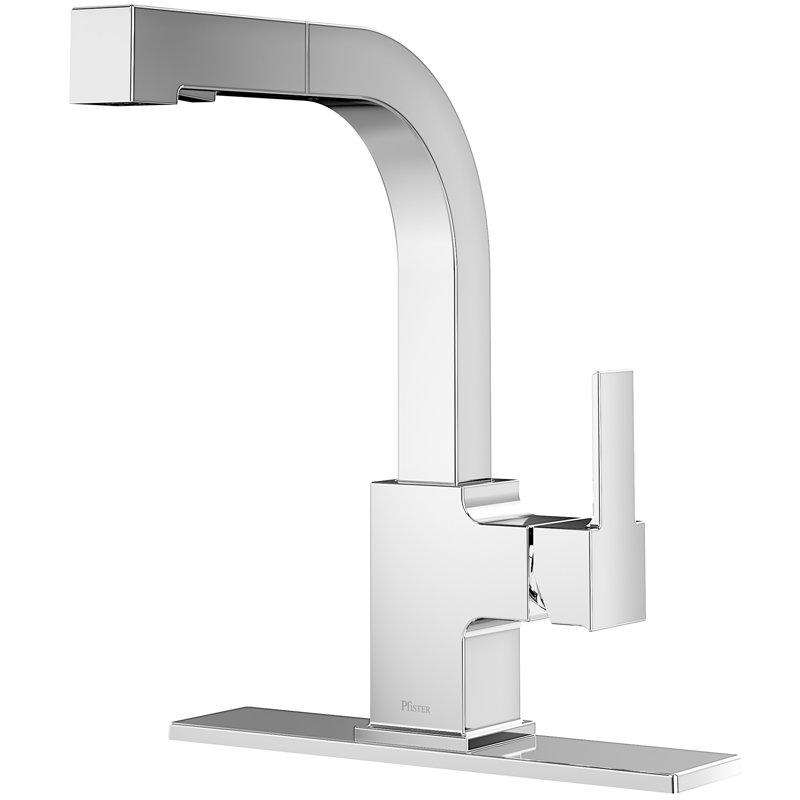 Arkitek Pull Out Single Handle Kitchen Faucet, Polished Chrome