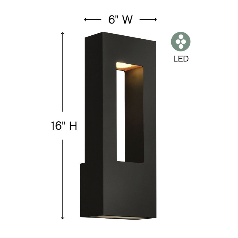 Atlantis 2 Light Outdoor Sconce, 16" H x 6" W, Satin Black, LED