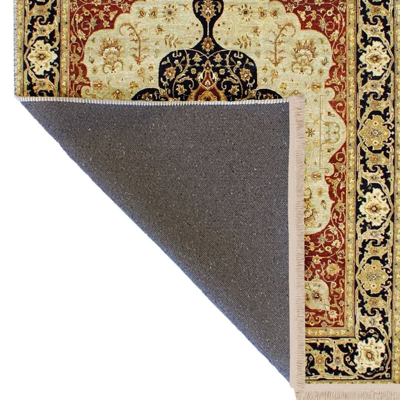 Tapis décoratif traditionnel beige et noir de la collection Barcelona, Rectangle 5 pi 1,02 po x 7 pi 6,55 po