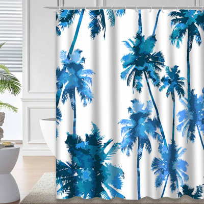 Rideau de douche à motif de feuilles de jungle tropicales avec 12 crochets