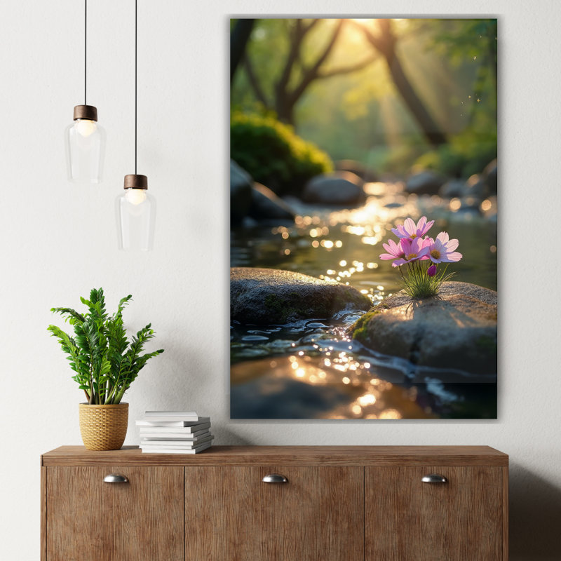 Art mural en verre trempé Forest Stream, H 40 po x l 30 po