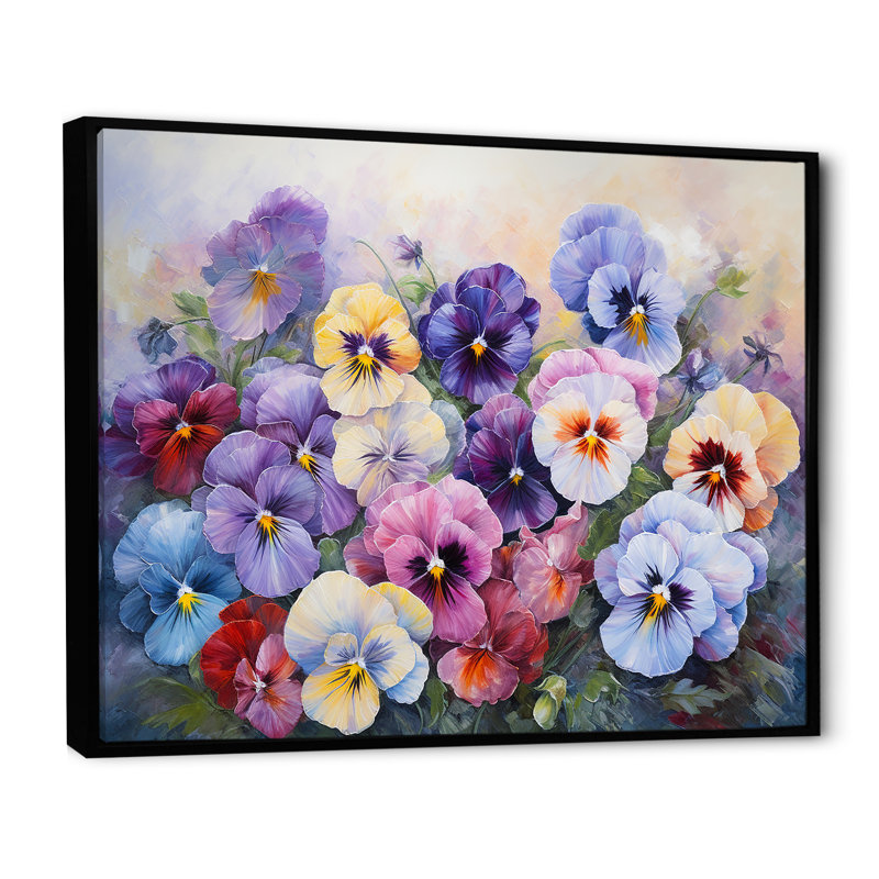 Pensées mauves - Efflorescence III - impression, H 12 po x l 20 po x P 1 po, Cadre flottant noir