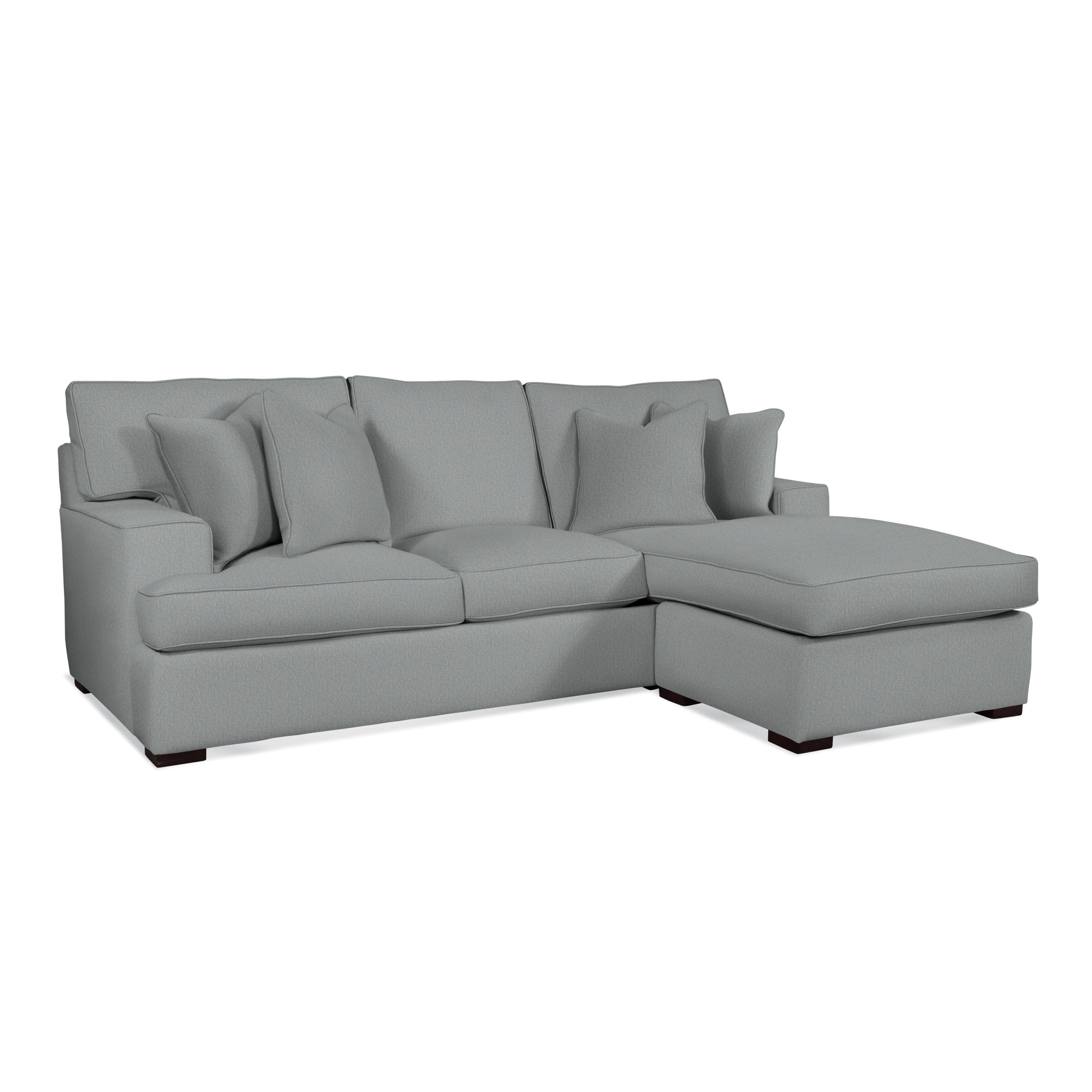 Sadie 97" Wide Reversible Sofa & Chaise with Ottoman, Java Finish, Light Blue Performance Fabric; 0851-55