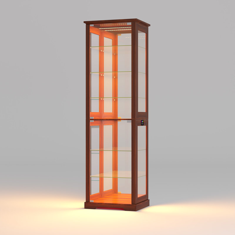 180cm H Display Cabinet with RGB Sensor Lights, 7-Tier Glass Curio Cabinet, Brown