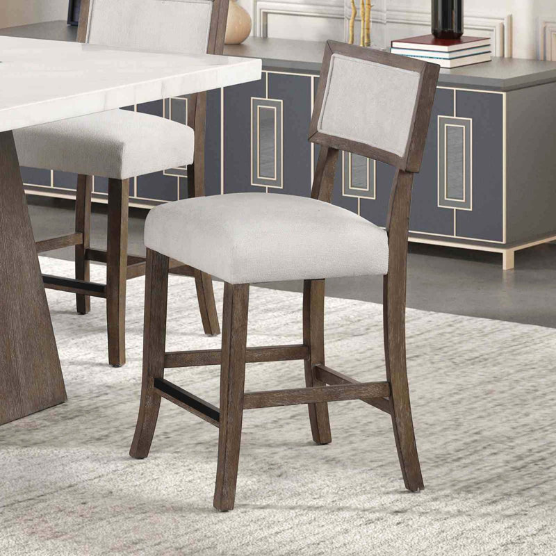 Tabouret à hauteur de comptoir 2 pièces de style contemporain avec siège et dossier rembourrés