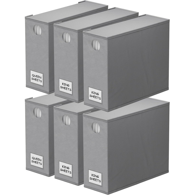 Ensemble de 6 organisateurs de draps - Rangement pliable pour draps pour grand et très grand lit