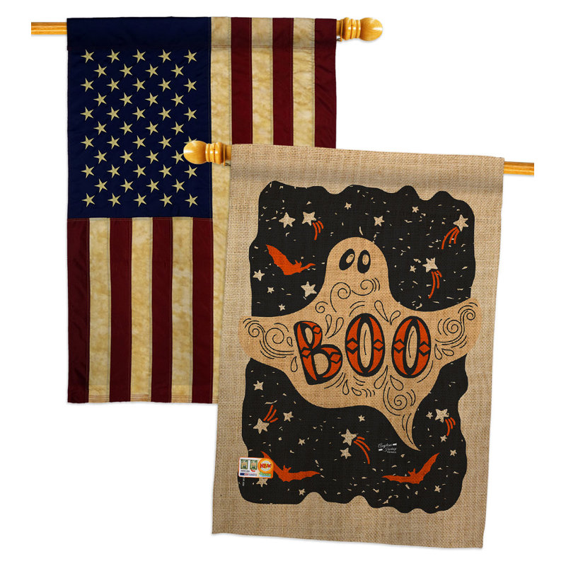 Drapeau de maison à 2 côtés en polyester Ghoulish Boo 40 x 28 po