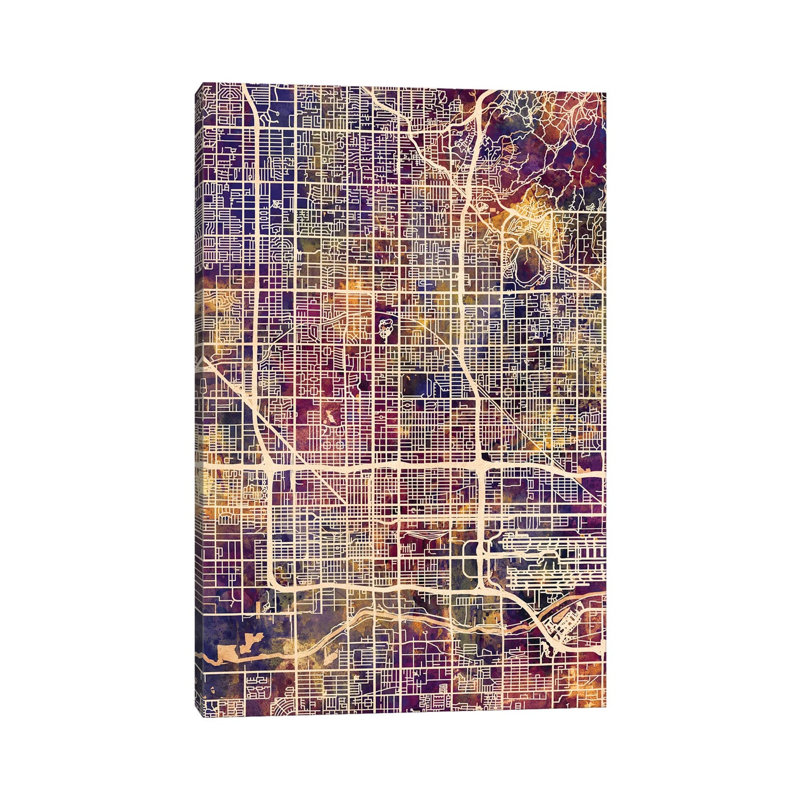 Phoenix Arizona City Map II by Michael Tompsett - Wrapped Canvas Gallery-Wrapped Canvas Giclée, 20.32 cm H x 30.48 cm W