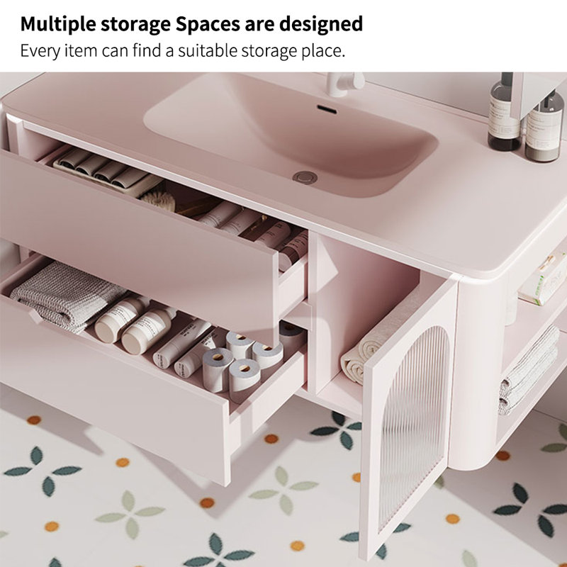 Modern light luxury pink bathroom cabinet