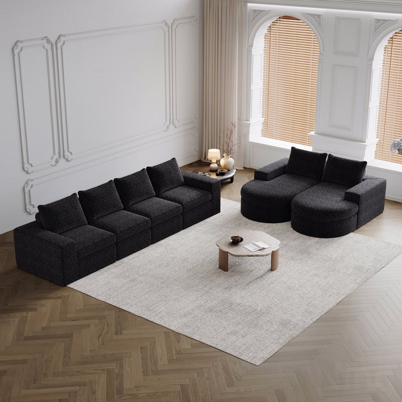 Canapé modulaire revêtu de tissu d'ameublement Chenille