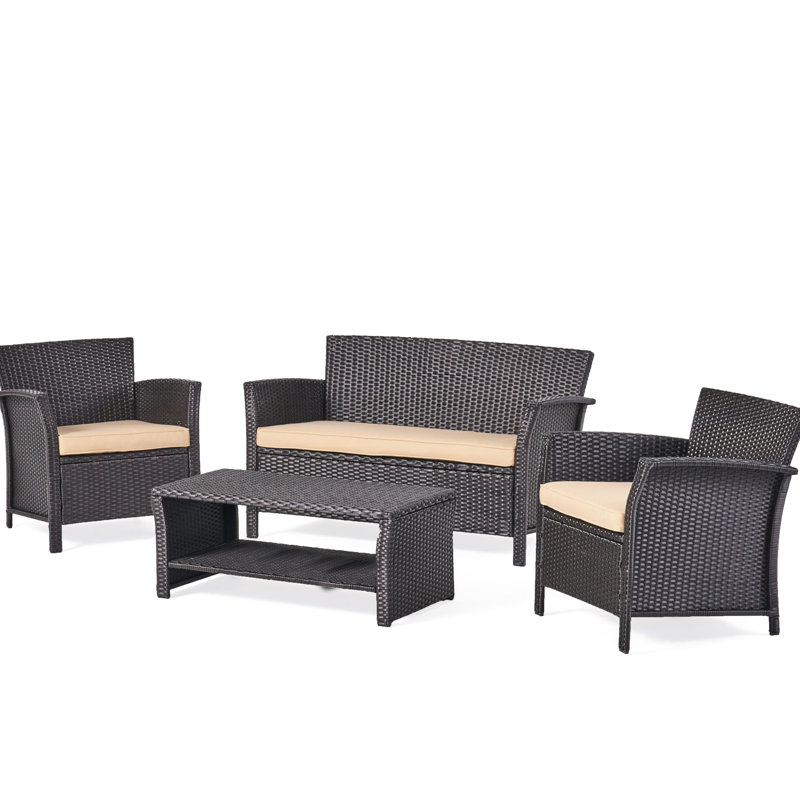 Fauteuil d'extérieur 4 pièces St - brun + brun clair, siège en tissu imperméable