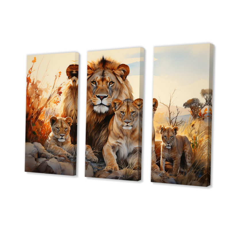 African Shades Of Loins - African Canvas Wall Art Set, H 28 po x l 36 po